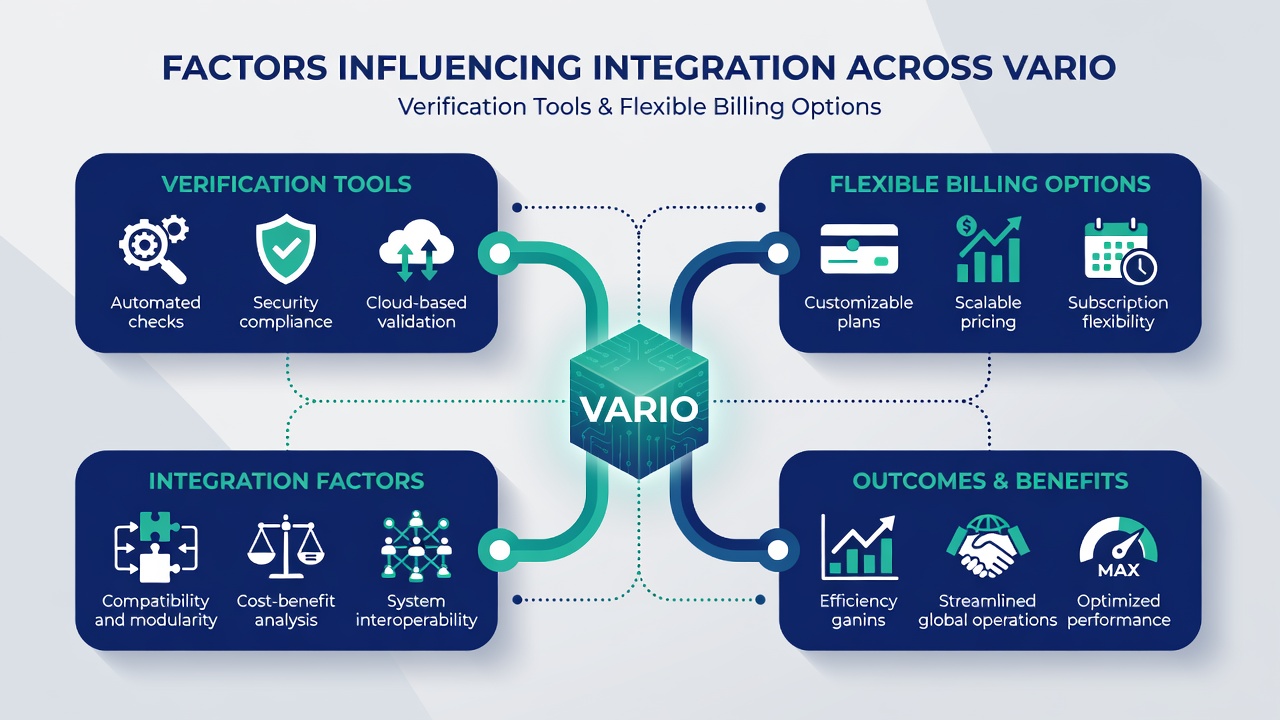 Diagram depicting data flow between verification modules and billing engines in enterprise and small business settings