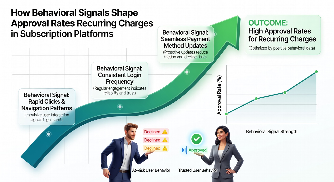 Graph illustrating approval rate improvements tied to consistent user behavior patterns in subscription billing systems
