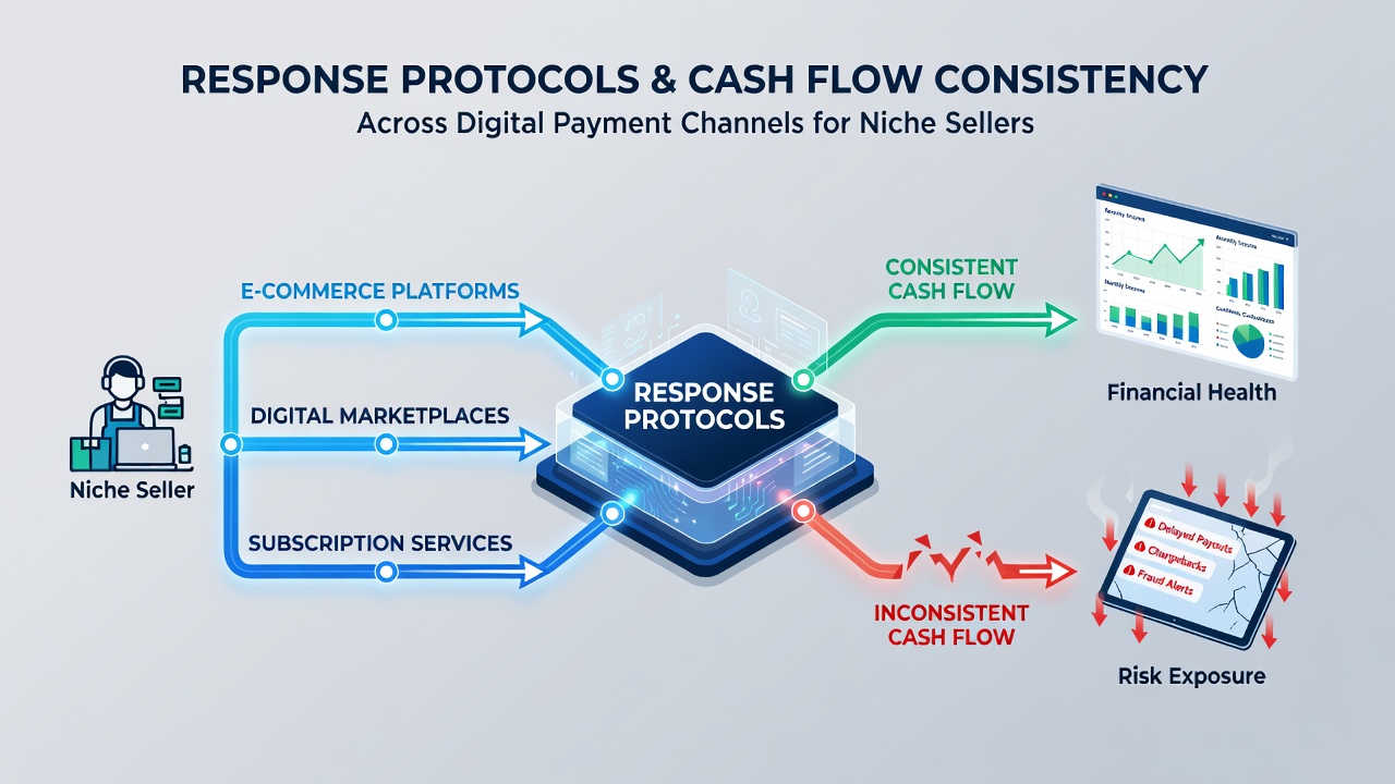 Backend dashboard displaying settlement timelines and cash flow consistency metrics for specialized digital retailers