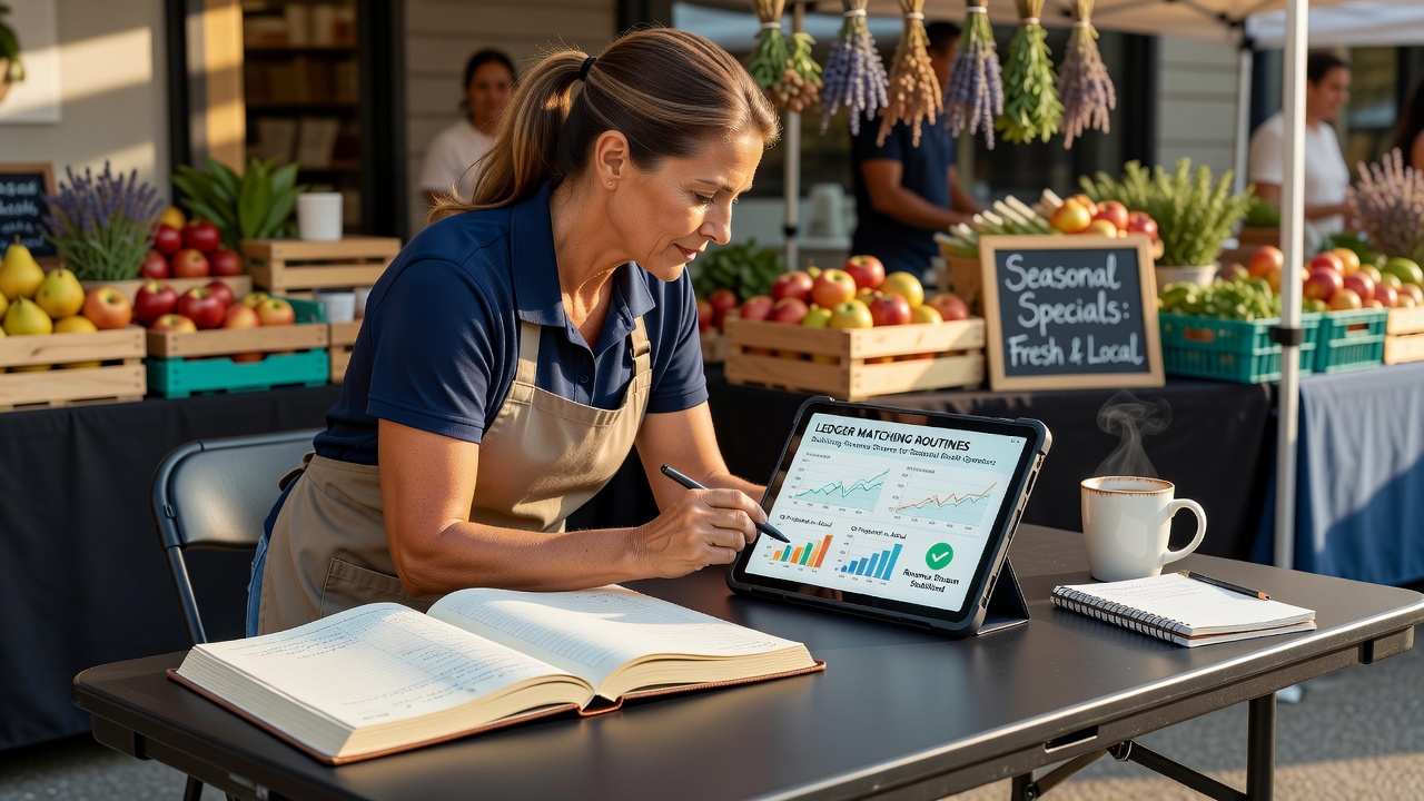 Mobile payment terminal syncing transaction data to backend ledger systems for temporary retail setups