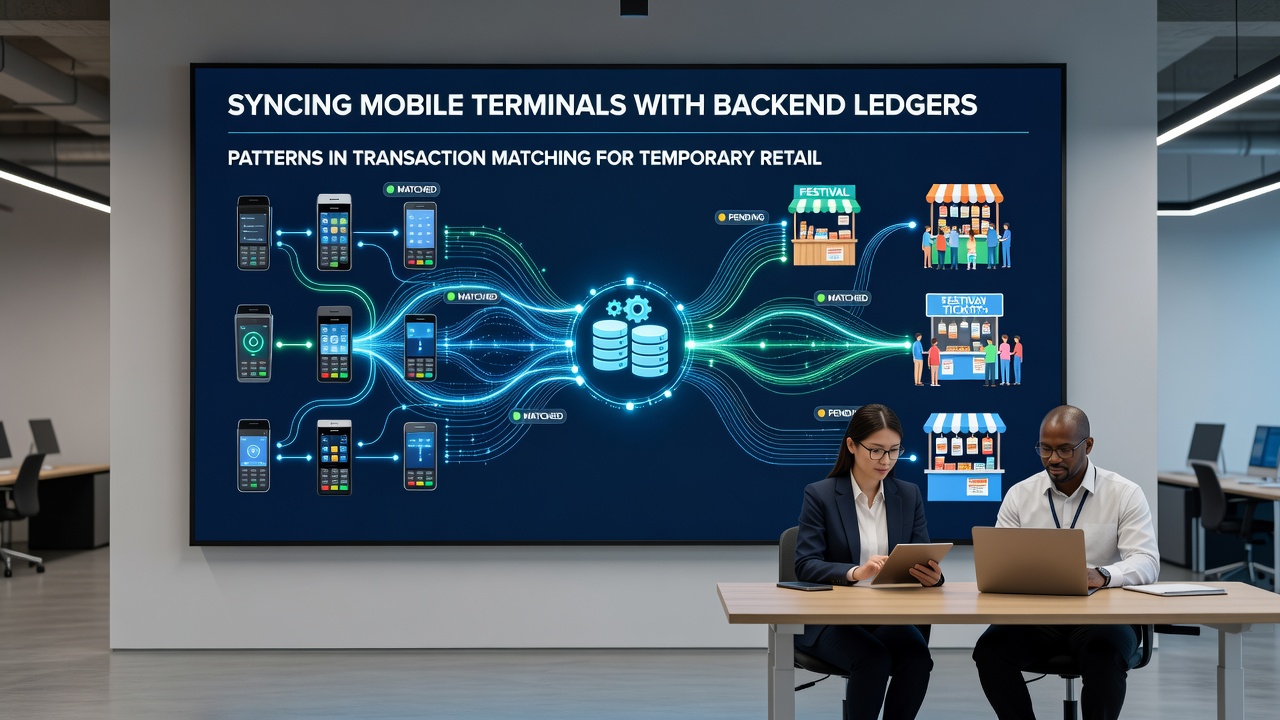Backend ledger dashboard displaying matched and unmatched transactions from mobile terminals